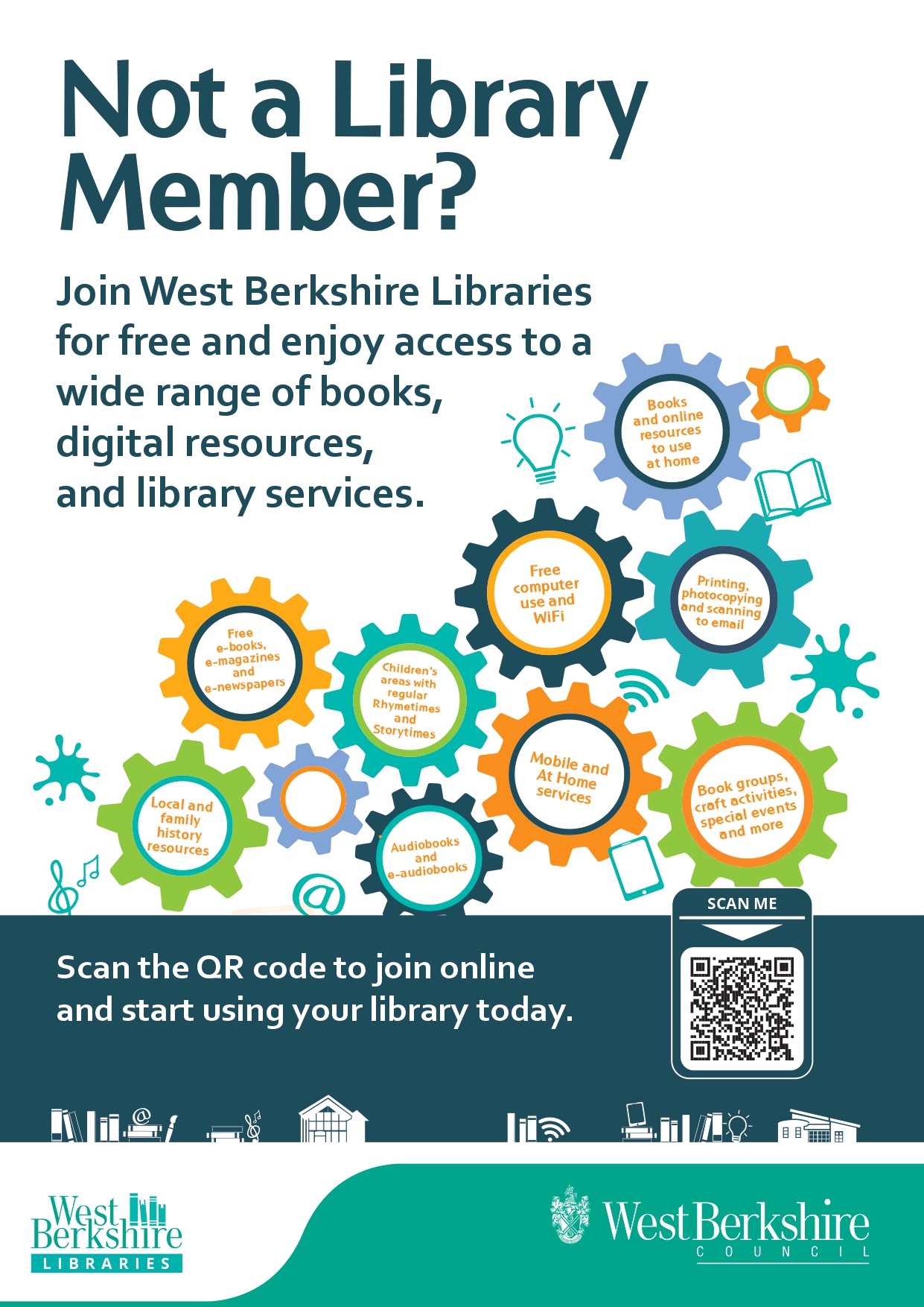 A poster showing the range services available to West Berkshire Library members